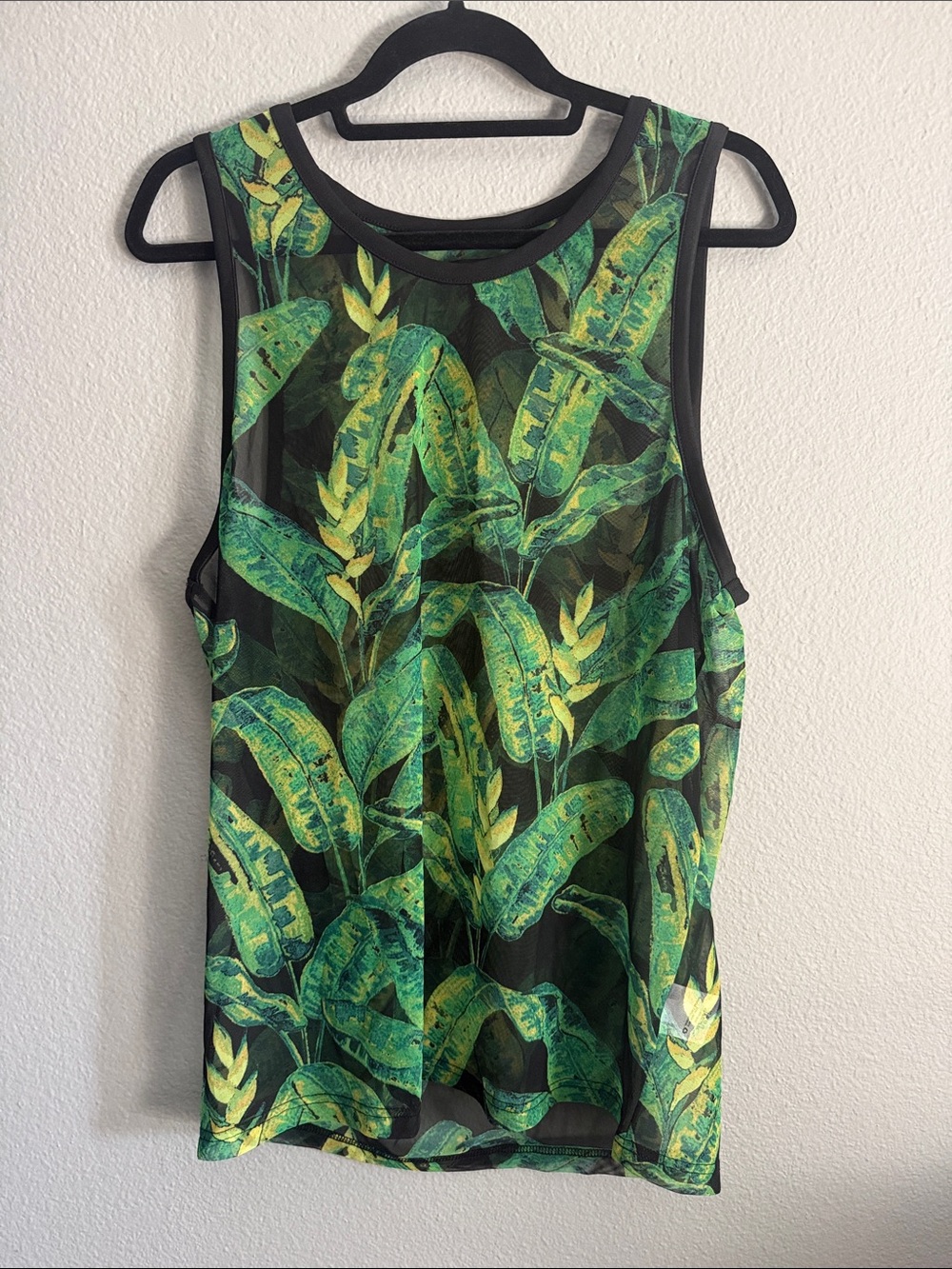 INC International Concepts Tropical Leaf Sheer Tank Top M